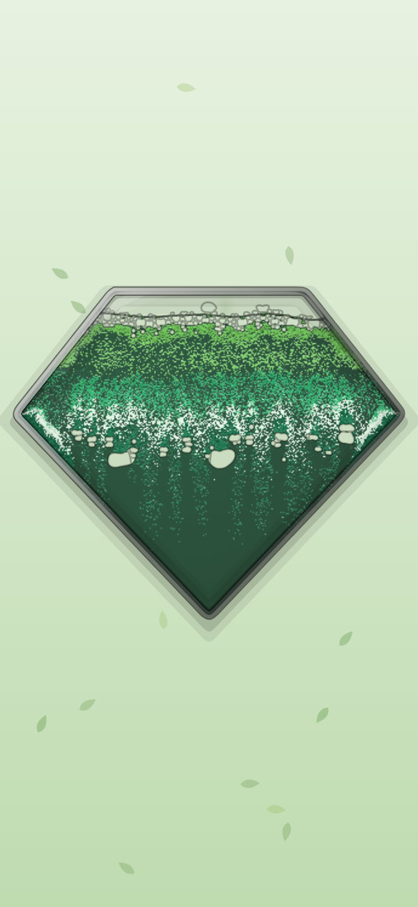 Emerald Forest sand in the faceted Gem glass