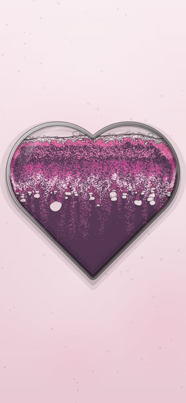Rose Quartz sand in the Heart glass